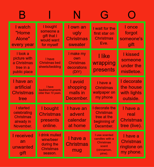 Christmas Bingo Card