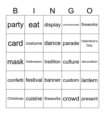 Festival Bingo Card
