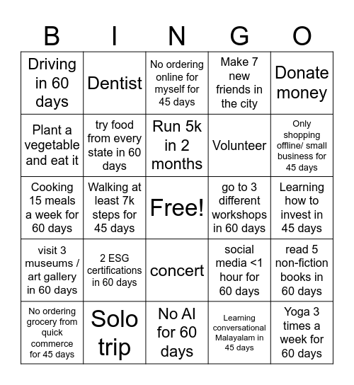 HEALTH, WEALTH AND PEACE 2026 Bingo Card