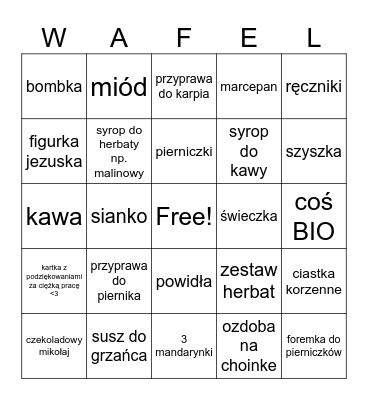 świąteczna paczka AFL Bingo Card