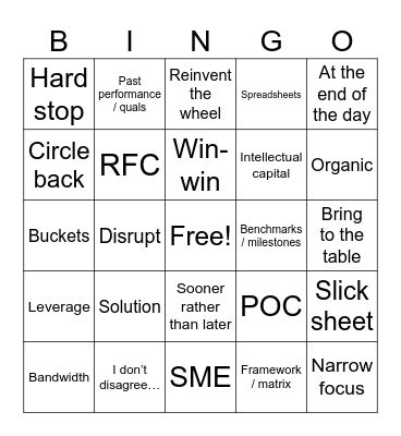 PM Bingo Card