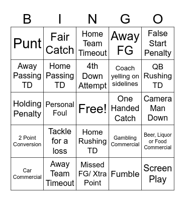 Football Bingo Card