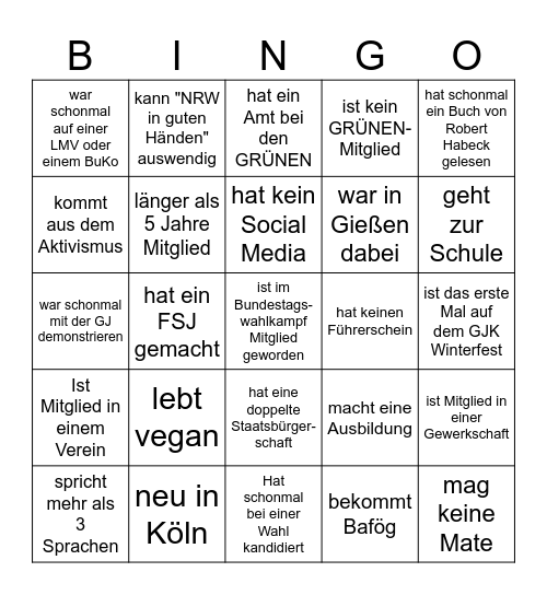 GJK Bingo Card