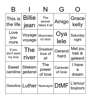De Bree Muziekbingo!!! Bingo Card
