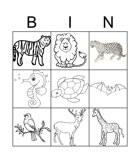 ANIMALS Bingo Card