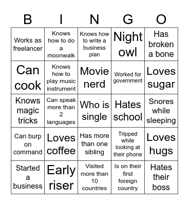 Youth StartUp Bingo Card