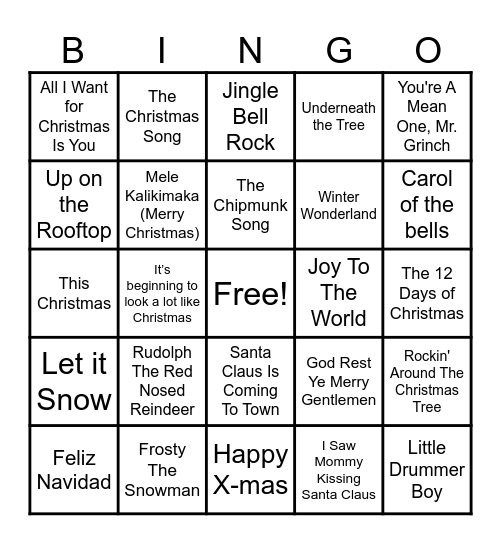 Christmas Bingo 🎅🏾🎅🏻 Bingo Card