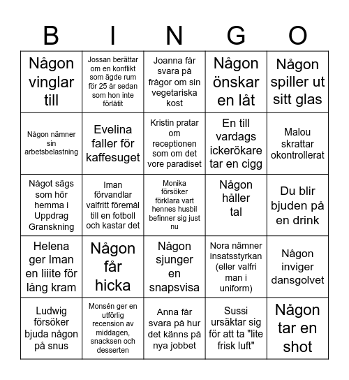 Julgala Bingo Card