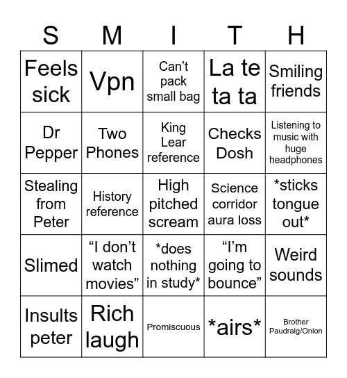 Saul Bingo Card