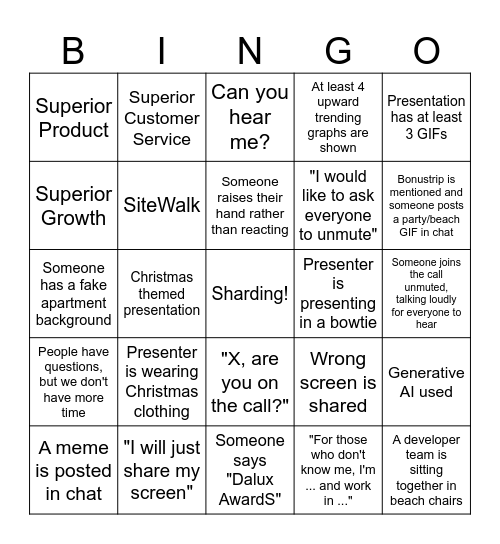 Quarterly 2025 Bingo Card