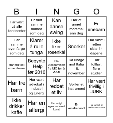 Finn en som: Bingo Card
