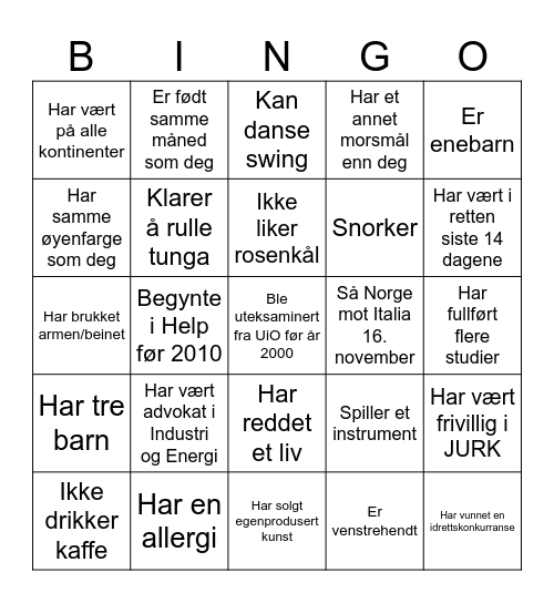 Finn en som: Bingo Card