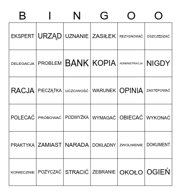PRACA, URZĘDY II Bingo Card