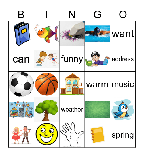 חזרה על אוצר מילים שכבת ד Bingo Card