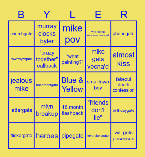 byler bingo Card