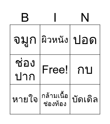 การหายใจของกบ Bingo Card