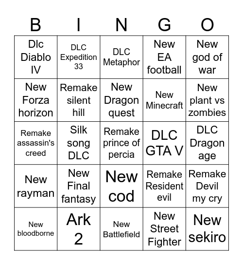 TGA JHOWJI Bingo Card