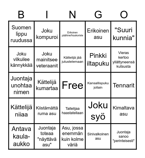 Linnan juhlat 2025 Bingo Card
