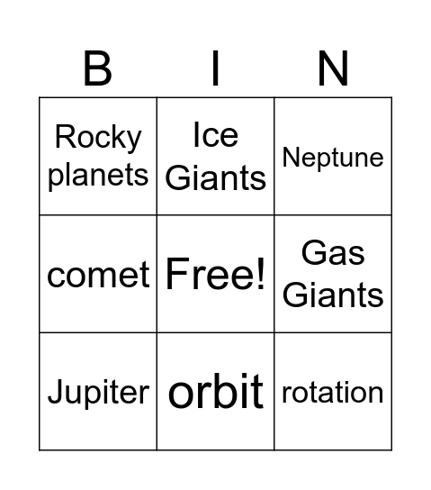 Science 6- Unit 4, Topic 3 Bingo Card