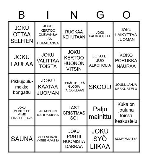 PIKKUJOULU BINGO Card