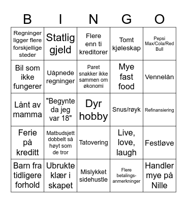Luksusfellen Bingo Card