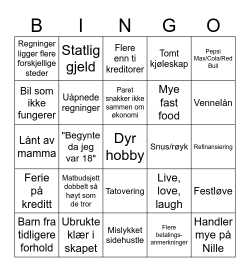 Luksusfellen Bingo Card