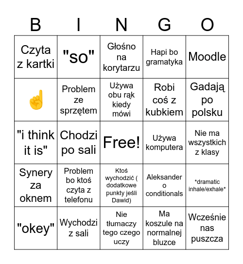 Jerzy lekcja Bingo Card