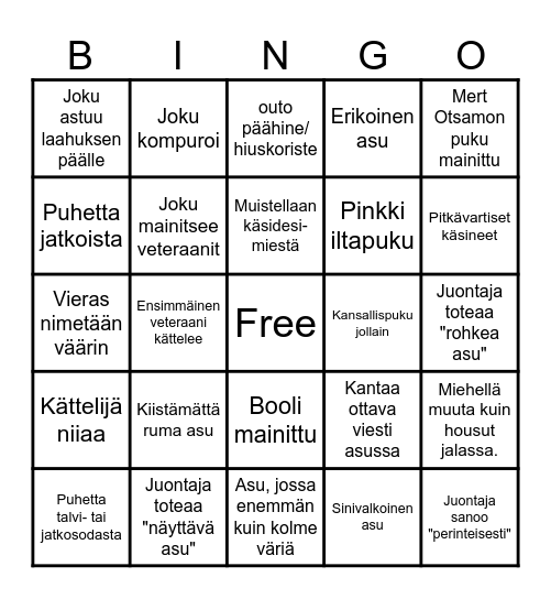 Linnan juhlat 2025 Bingo Card
