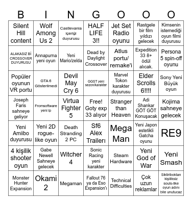 Game Awards Ortak Bingo Card