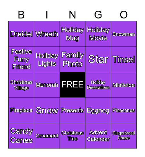 Ferocious Holiday Bingo Card
