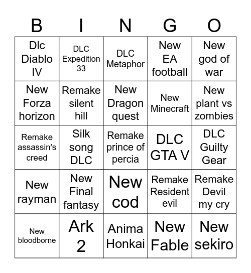 TGA JHOWJI Bingo Card