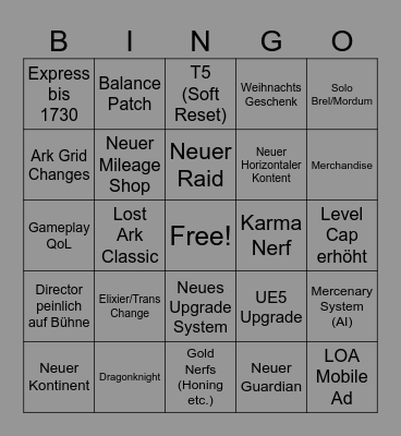 LOAON 2025 Bingo Card