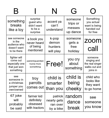 Late late toy show 2025 Bingo Card