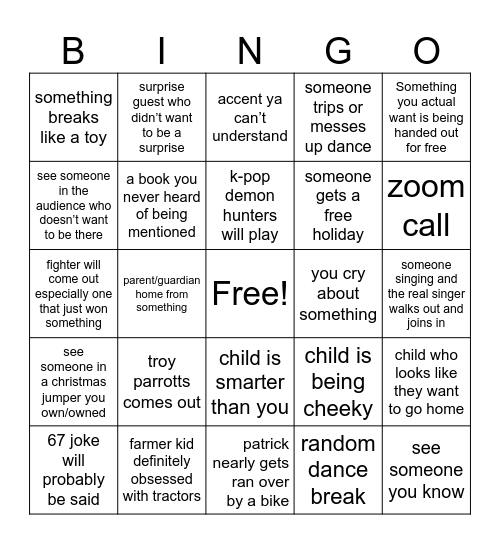 Late late toy show 2025 Bingo Card