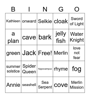 Summer of the Sea Serpent Bingo Card