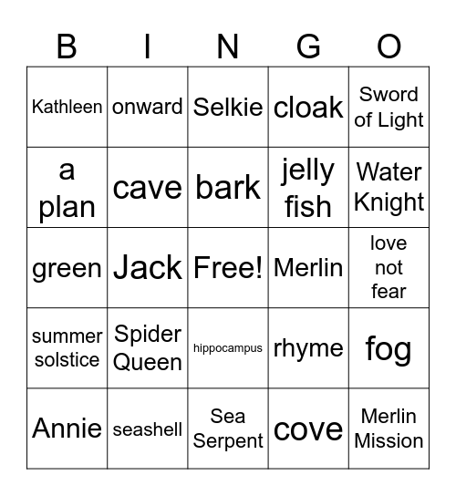 Summer of the Sea Serpent Bingo Card