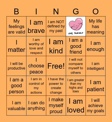 Positive Affirmations Bingo Card