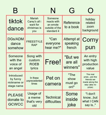 ROEB's got talent Bingo Card