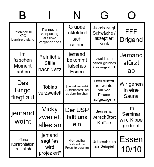 ORGIMORGI-Lehrgang Bingo Card