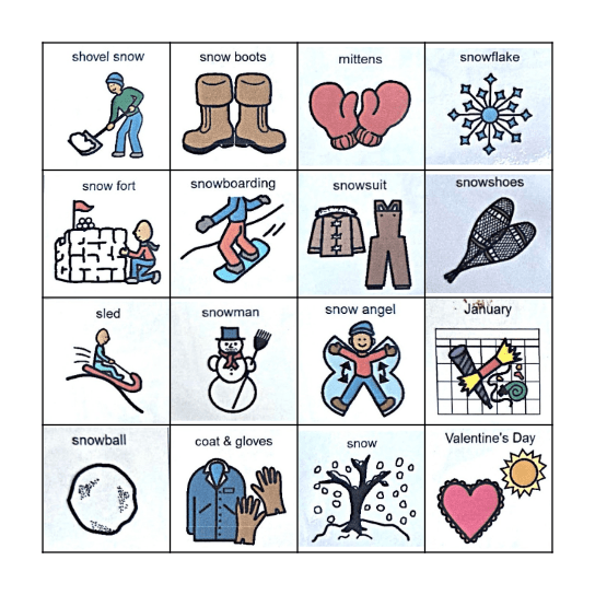 Winter Words Bingo Card