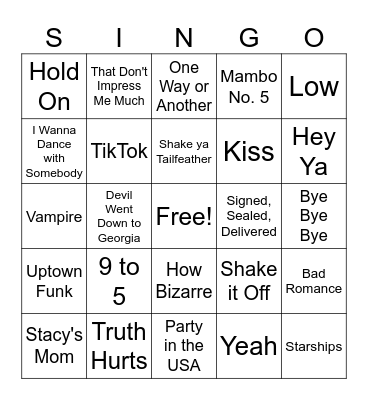 MUSIC BINGO Card