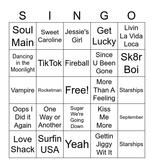 MUSIC BINGO Card