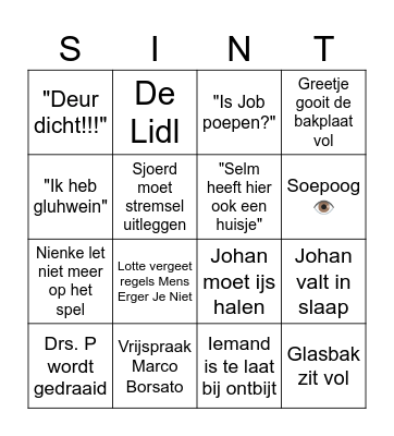 Sint Weekend '25 Bingo Card