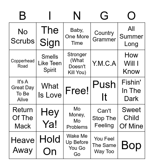 MUSIC BINGO Card