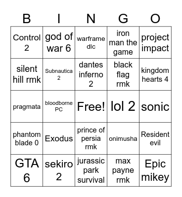 TGA 2025 Bingo Card
