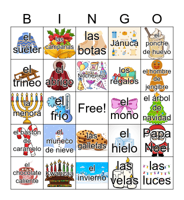 Vacaciones de Invierno Bingo Card