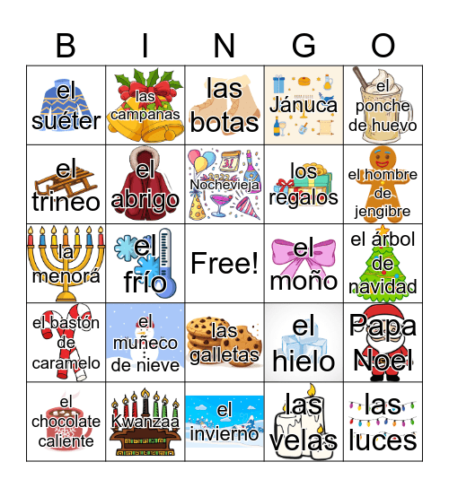 Vacaciones de Invierno Bingo Card