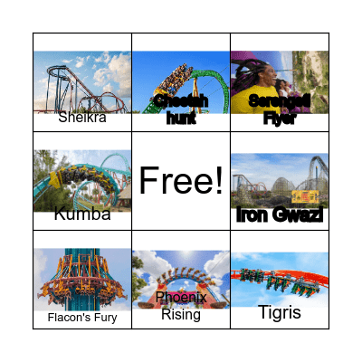 Busch Gardens BINGO Card