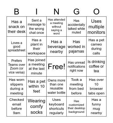 Workplace Bingo Card