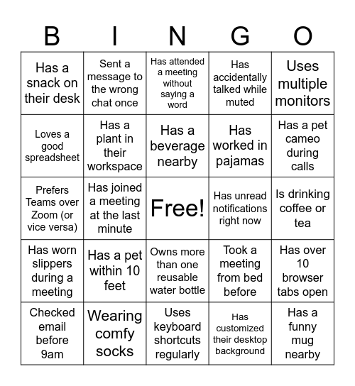 Workplace Bingo Card